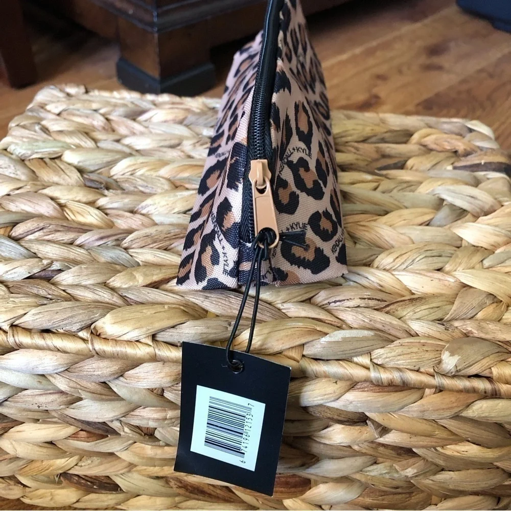 Kendall & Kylie brown animal print small zippered cosmetic bag